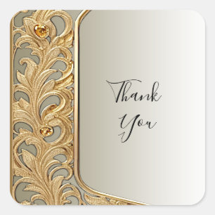 Modernes Gold-Verziert-Sticker Quadratischer Aufkleber