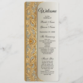 Modernes Gold Verziert Wedding Programm