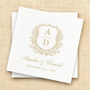 Modernes Gold Wappen Elegante Monogram Wedding Serviette