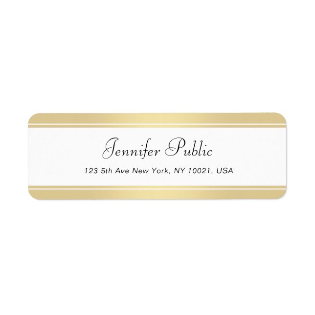 Modernes Gold Weißes handgeschriebenes Skript Eleg (Vorne)