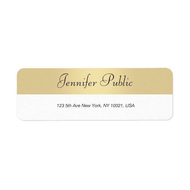 Modernes Gold White Hand Script Minimalistisch Ele (Vorne)