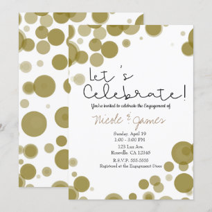 Modernes Gold White Polka Dot Bubbles Celebrate Einladung