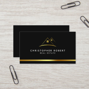 Modernes Golden House Logo Immobilien Geschäftskar Visitenkarte