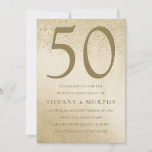 Modernes Goldenes 50-jähriges Hochzeitsszenario Einladung