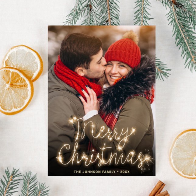 Modernes Goldenes FOTO Weihnachten Gruß Postkarte (Von Creator hochgeladen)