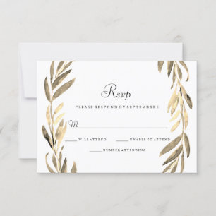 Modernes Goldenes Leaf Wreath Wedding RSVP