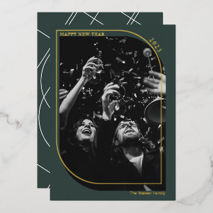 Modernes goldenes Neujahr-Overlay Foto schick grün Folien Feiertagskarte