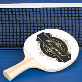 Modernes, goldenes, schwarzes und weißes Drehbuch  Tischtennis Schläger