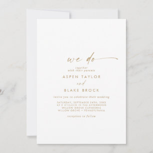 Modernes Goldenes Skript, das wir für Hochzeiten e Einladung
