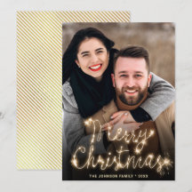 Modernes Goldenes Weihnachtsgrüßen im FOTO