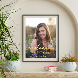 Modernes, goldfarbenes Begrüßungszeichen 16 Foto Poster