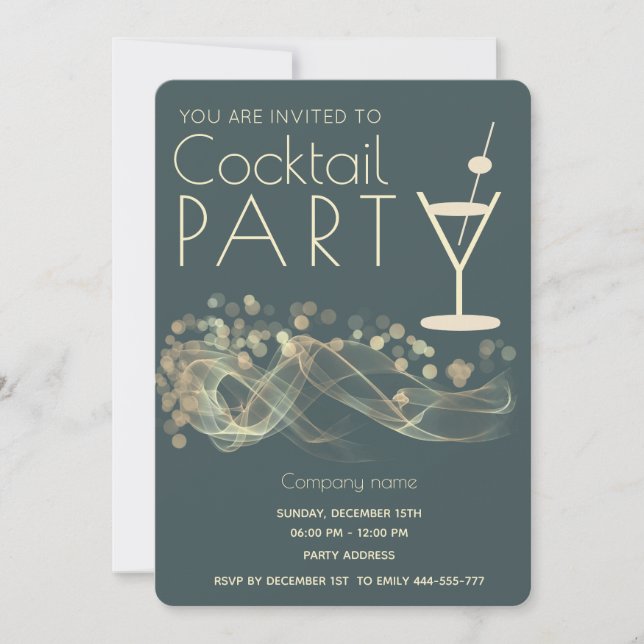 Modernes goldfarbenes Corporate Cocktail Party Einladung (Vorderseite)