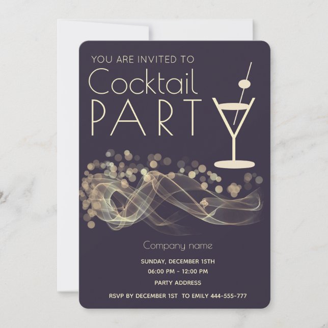 Modernes goldfarbenes Corporate Cocktail Party Einladung (Vorderseite)