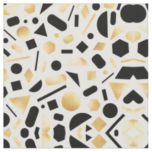 Modernes goldfarbenes Schwarz-weiß geometrisches M Stoff