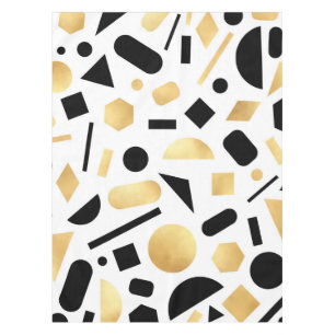 Modernes goldfarbenes Schwarz-weiß geometrisches M Tischdecke