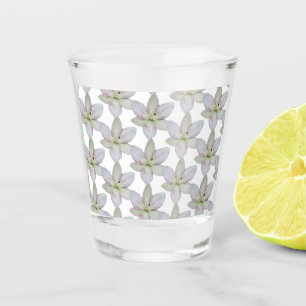 Modernes, goldgelb-geriebtes Lilienmuster-Blume Schnapsglas