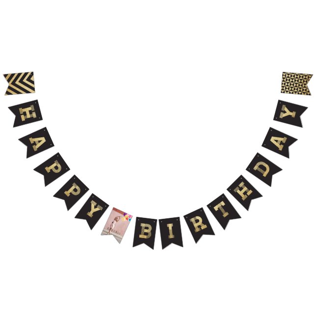 Modernes GoldGlitzer-Foto u. alles- Gute zum Wimpelkette (Alle)