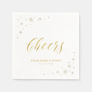 Modernes Goldsparkle & Cheers Custom Party Napkins Serviette