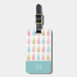 Modernes Goldtropischer Ananas-Monogramm-Umbau Gepäckanhänger