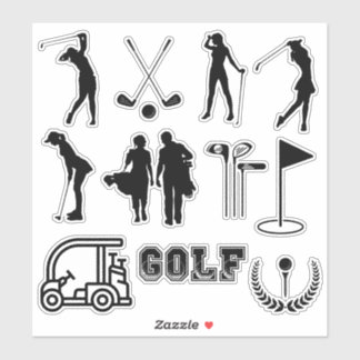 Modernes Golf Girl in Schwarz und Weiß Aufkleber