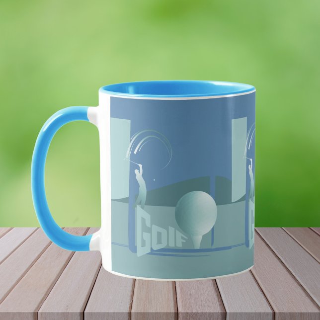 Modernes Golfer-Blue-Geschenk Tasse (Von Creator hochgeladen)