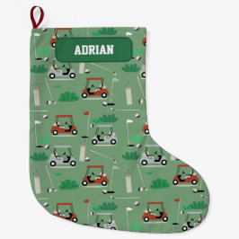 Modernes Golfer-Thema Personalisiert Großer Weihnachtsstrumpf