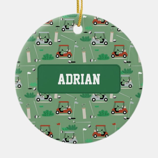 Modernes Golfer-Thema Personalisiert Keramik Ornament (Vorne)