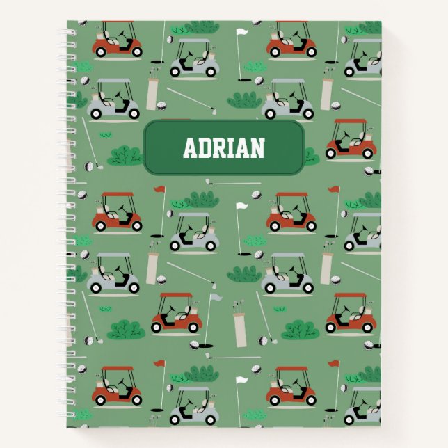 Modernes Golfer-Thema Personalisiert Notizbuch (Vorderseite)