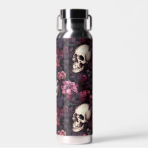 Modernes Gotisches Skull-Rosa-Blume-Muster