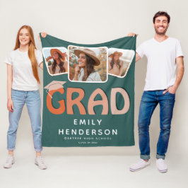 Modernes GRAD 3 x Foto Collage Abschluss Geschenk Fleecedecke