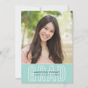 MODERNES GRAD-Foto Kontur-Overlay Minze grün Einladung