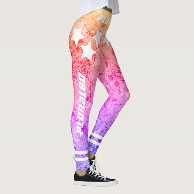 Modernes Gradientenmuster rosa gelbe Trainingsmeth Leggings (Rechts)
