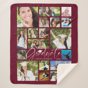 Modernes GRADUATE 19 Foto Collage Script Maroon Sherpadecke