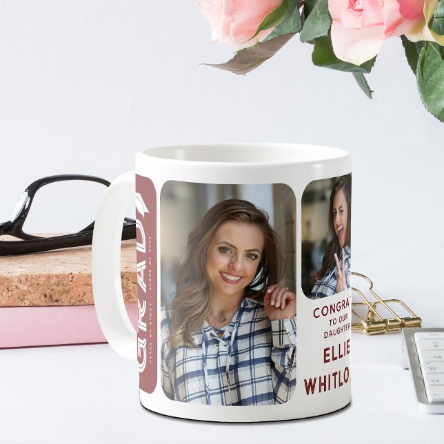 Modernes Graduate 3 Foto Abschluss Keepake-Geschen Kaffeetasse (Von Creator hochgeladen)