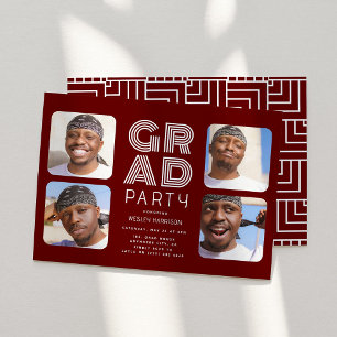 Modernes Graduate 4x Foto Collage GRAD Party Einladung