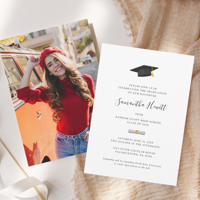 Modernes Graduate Foto Abschluss 2025 Party Einladung (Elegant Photo Graduation 2025 Party Invitation)