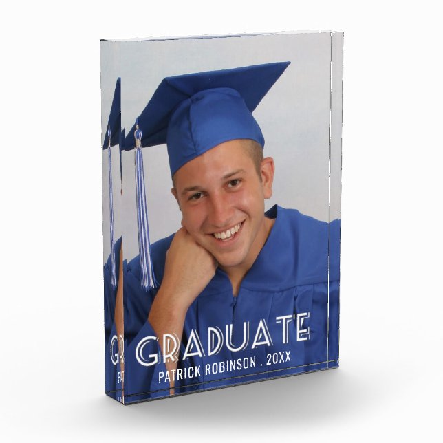 Modernes Graduate Personalisiert Vertikal Fotoblock (Links)