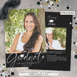 Modernes Graduate Script 2 Fotos Schwarz-weiß Ankündigung