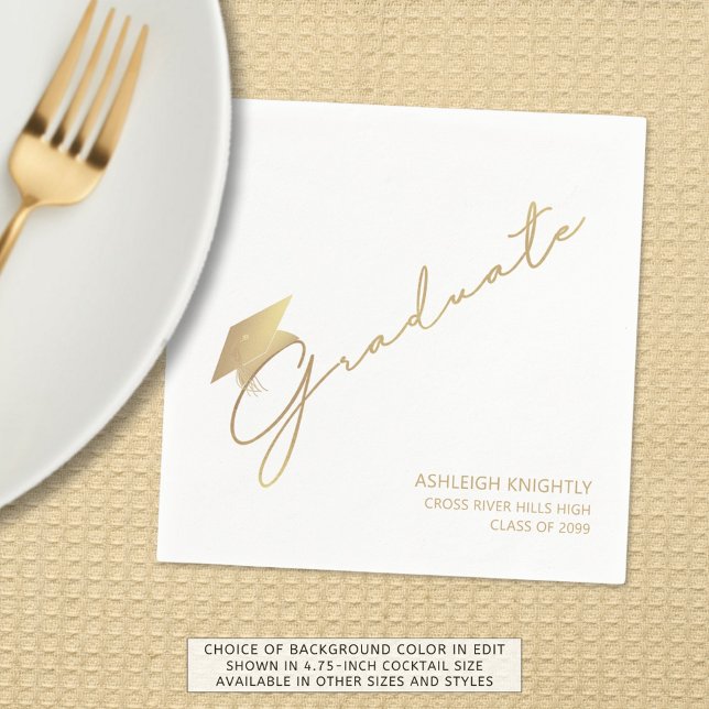 Modernes Graduate Script Cap Gold White Serviette (Von Creator hochgeladen)
