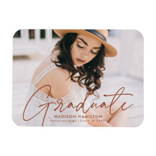 Modernes Graduate Terracotta Script Foto Abschluss Magnet