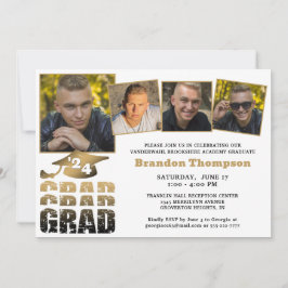 Modernes Graduiertenstudio 4 Fotos Schwarzes Gold Einladung