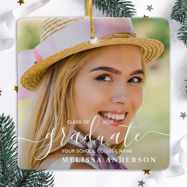 Modernes Graduiertenstudio Custom 2 Foto Grad Absc Keramikornament (Von Creator hochgeladen)