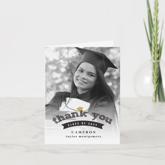 Modernes Graduiertenstudio für das Foto "Black Ske Dankeskarte (Vorderseite)