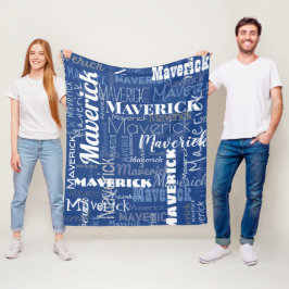 Modernes Graffiti Blue Long Names Muster Fleecedecke