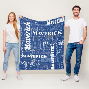 Modernes Graffiti Blue Long Names Muster Fleecedecke