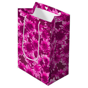 Modernes grafisches Dahlia-Muster, Amethyst Lila Mittlere Geschenktüte