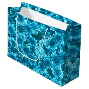 Modernes grafisches Dahlia-Muster, Indigoblau Große Geschenktüte