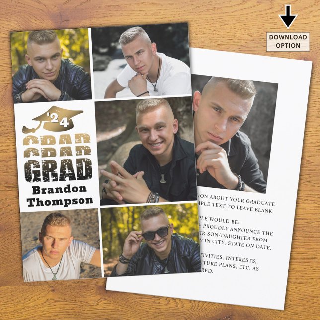 Modernes Grand Year Black Gold Gradient 6 Fotos Ankündigung (Von Creator hochgeladen)