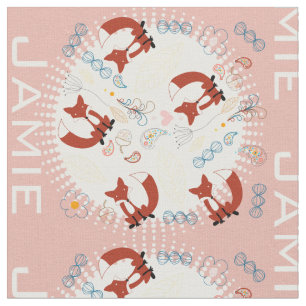 Modernes, grau-Aquamarin-rosa Personalisiert-Foxmu Stoff