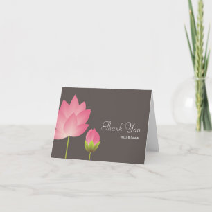 Modernes Grau der rosa Blume des weißen Lotos Dankeskarte